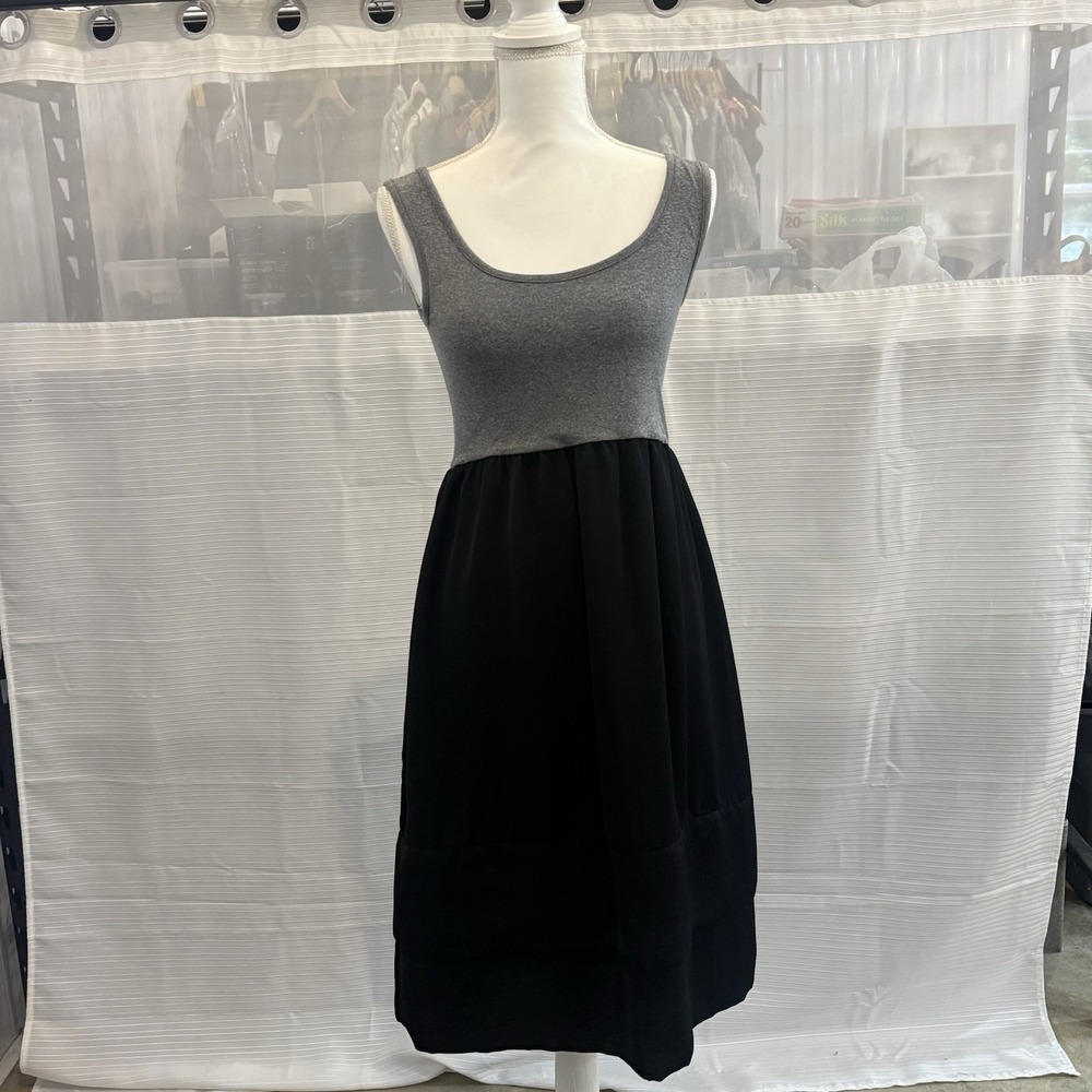 Mossimo M Gray Black Colorblock Tank Midi Dress Lagenlook Artsy‎ Boho